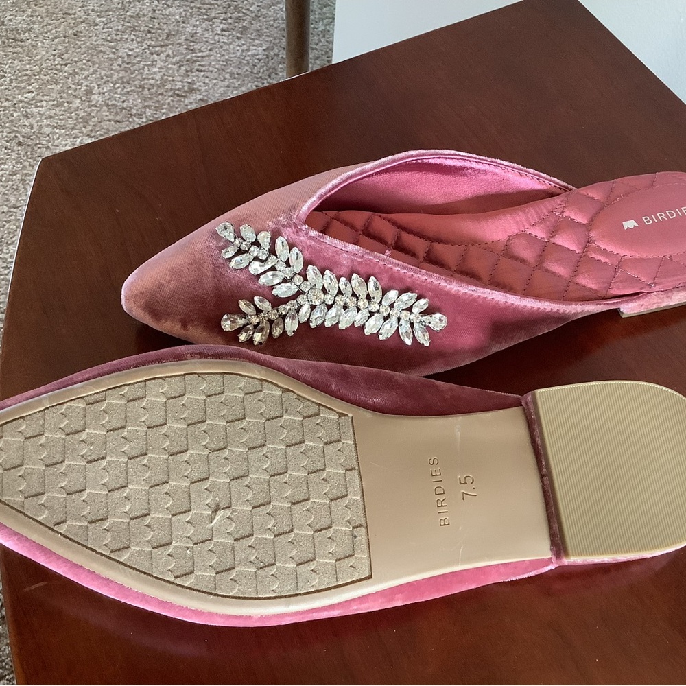 Birdies velvet rhinestone flats NWOB size 7.5 - Picture 3 of 3